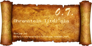 Ohrenstein Titánia névjegykártya
